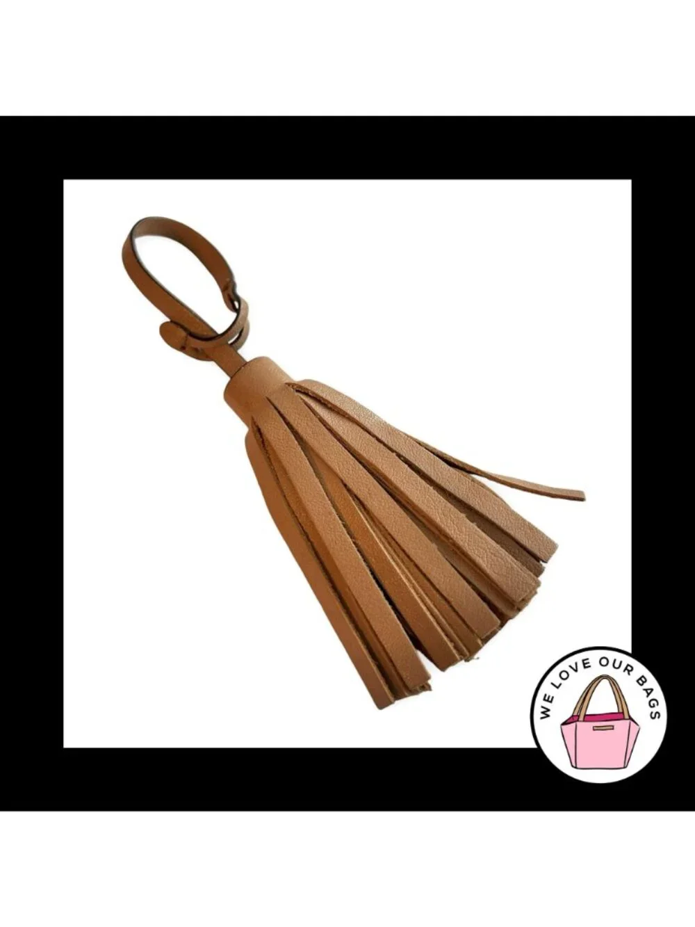COACH LEGACY Light Brown Leather Tassel Strap Bag Charm Hang Tag Keychain Fob